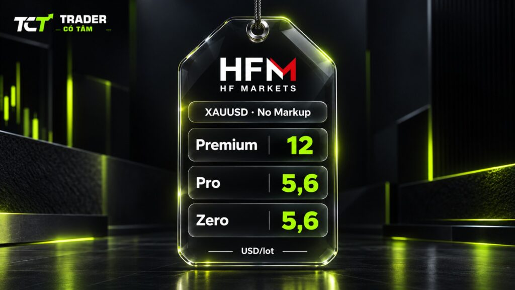 Backcom 1 lot vàng HFM theo No Markup: XAUUSD hoàn 12 USD/lot trên Premium, 5,6 USD/lot trên Pro và Zero