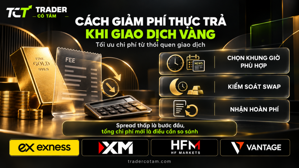 Cách giảm phí thực trả khi giao dịch vàng: chọn khung giờ phù hợp, kiểm soát swap và nhận hoàn phí