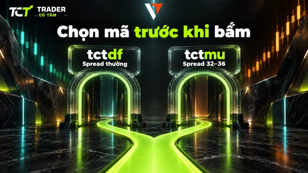 Đăng ký Vantage qua Trader Có Tâm: chọn mã tctdf spread thường hoặc tctmu spread 32–36 trước khi mở link
