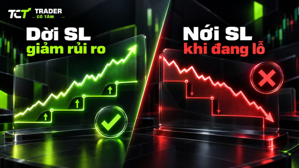 Dời stop loss theo hướng giảm rủi ro, không nới SL khi đang lỗ