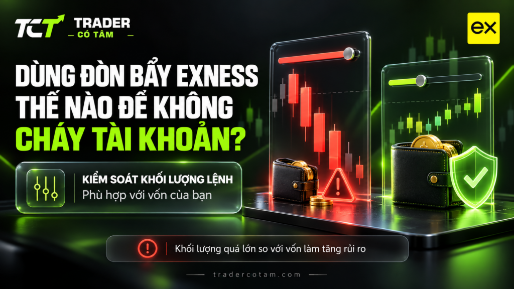Dùng đòn bẩy Exness an toàn bằng cách kiểm soát khối lượng lệnh theo vốn