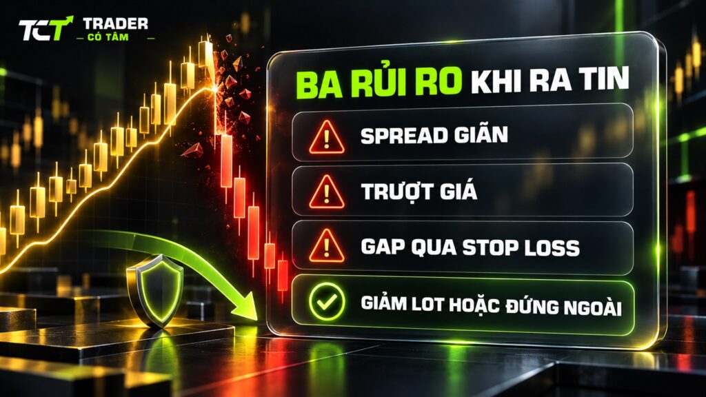 Giao dịch khi có tin: spread giãn, trượt giá và gap qua stop loss