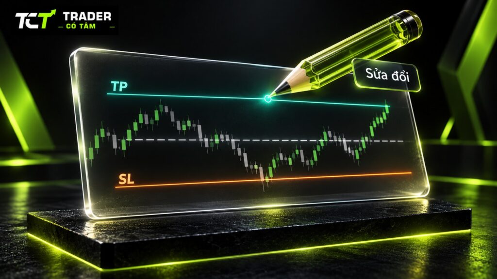 giao dịch Vantage trên TradingView: thêm SL và TP cho vị thế đang mở bằng biểu tượng bút chì