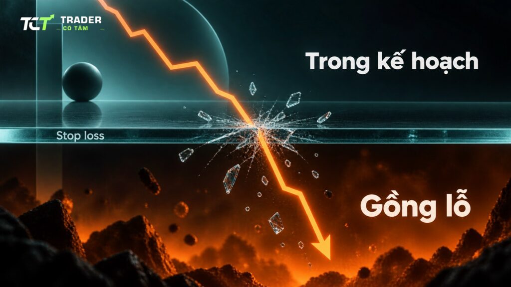 Gồng lỗ là gì: lệnh âm trong mức stop loss vẫn trong kế hoạch, giá vượt stop loss mà vẫn giữ lệnh là gồng lỗ