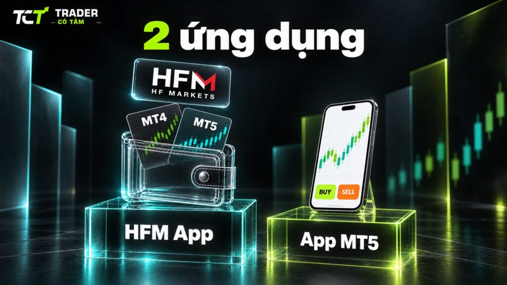 HFM App đăng nhập bằng tài khoản myHF, còn app MT5 đăng nhập bằng số tài khoản giao dịch và server