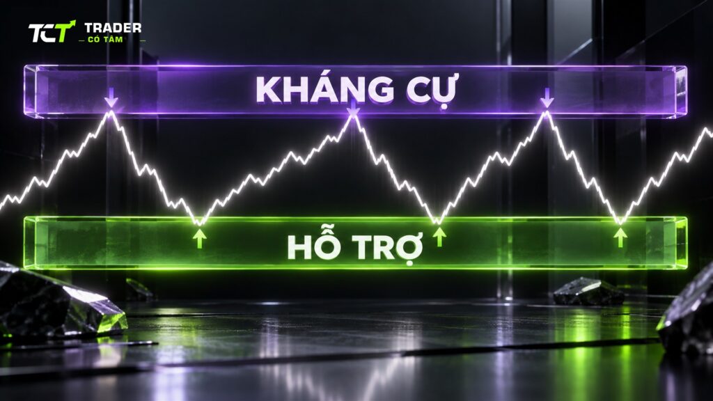 Hỗ trợ và kháng cự là hai vùng giá nơi lực mua, lực bán làm giá chững lại
