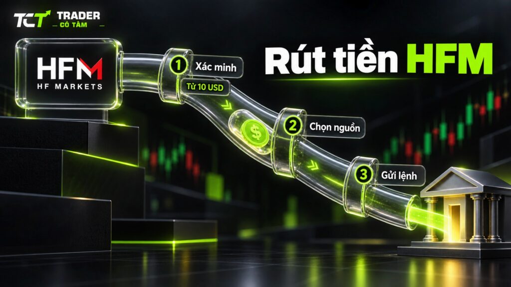 Hướng dẫn rút tiền HFM từng bước: xác minh hồ sơ, chọn tài khoản nguồn, gửi lệnh từ 10 USD về ngân hàng đứng tên mình
