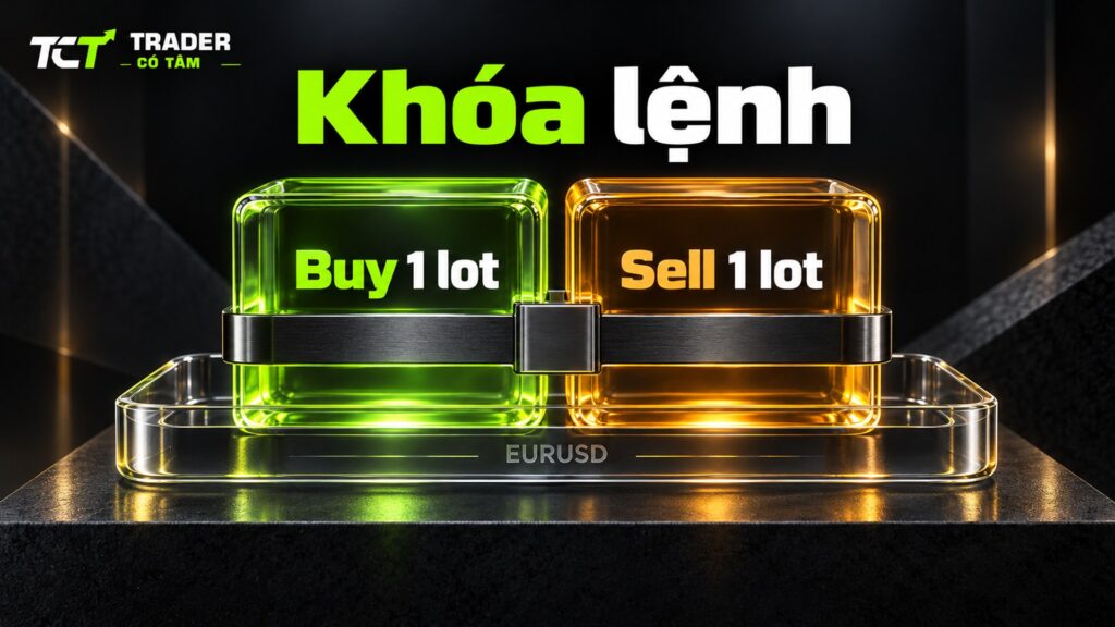 Khóa lệnh là gì: giữ cùng lúc lệnh Buy và Sell 1 lot EURUSD trên một tài khoản
