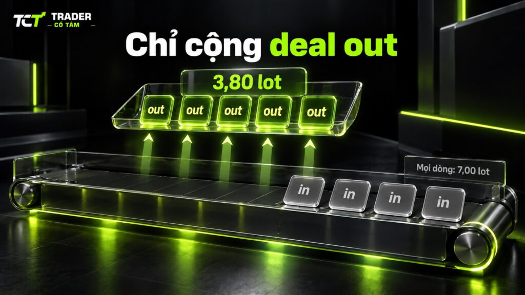 Cộng khối lượng giao dịch MT5 theo deal out: 3,80 lot thay vì 7,00 lot khi cộng mọi dòng