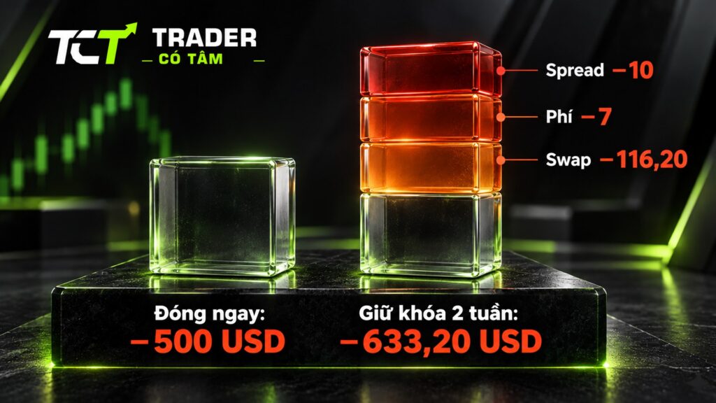 Lệnh hedge giữ 2 tuần tốn thêm 133,20 USD so với cắt lỗ ngay ở mức âm 500 USD