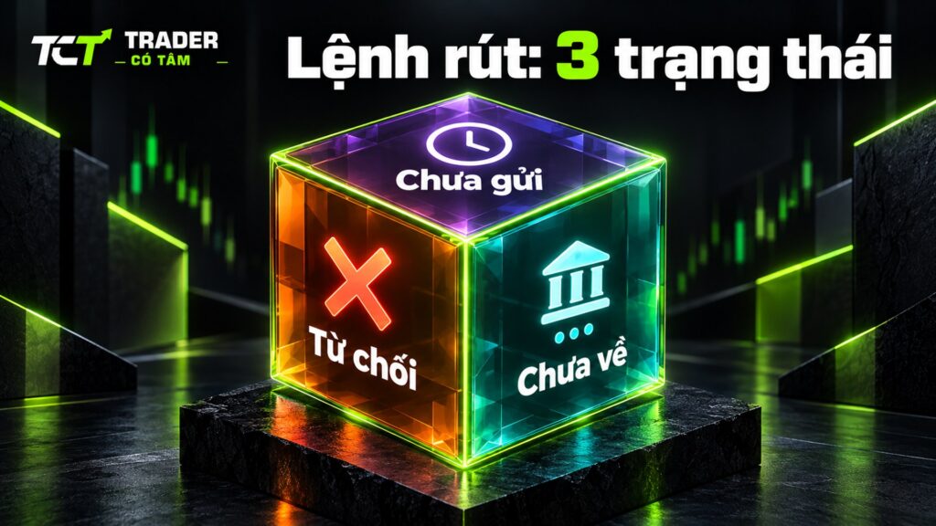 Lệnh rút tiền HFM theo ba trạng thái: chưa gửi được, bị từ chối, đã duyệt nhưng ngân hàng chưa ghi có