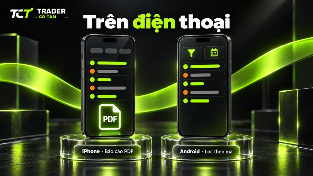 Lịch sử giao dịch MT5 trên điện thoại: iPhone tạo báo cáo PDF, Android chọn kỳ và lọc theo mã