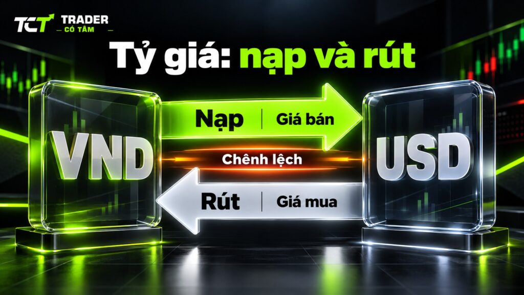Nạp rút qua ngân hàng nội địa chịu tỷ giá hai chiều: nạp theo giá bán USD, rút theo giá mua USD, phần chênh là khoản hụt