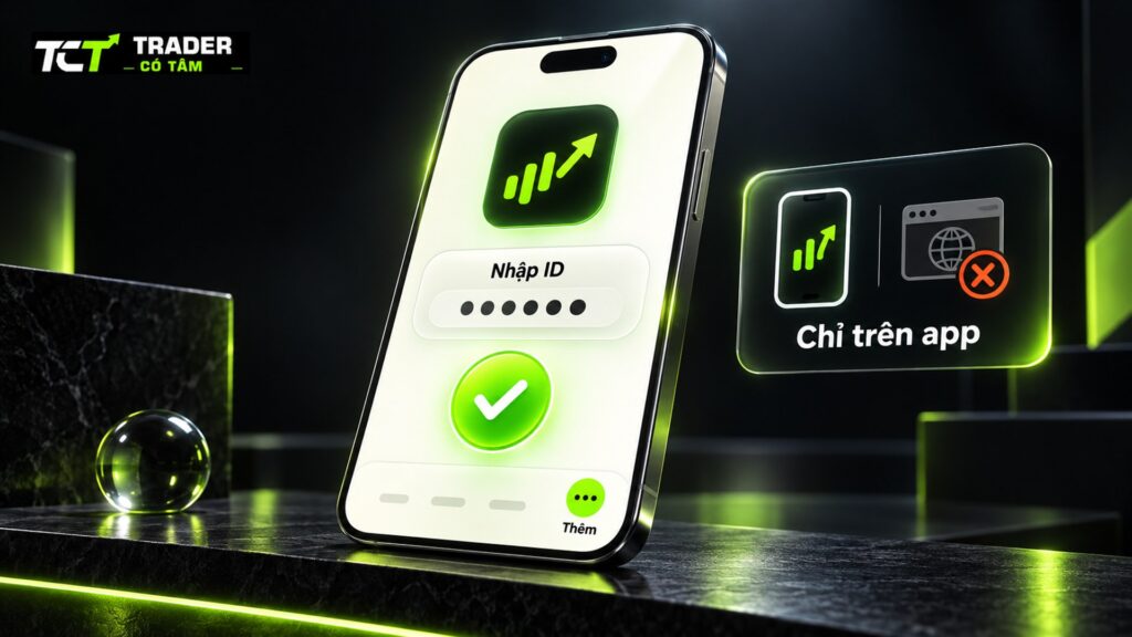 nhập mã đối tác HFM trên HFM App: tab Thêm, ô nhập ID và nút dấu tích xanh