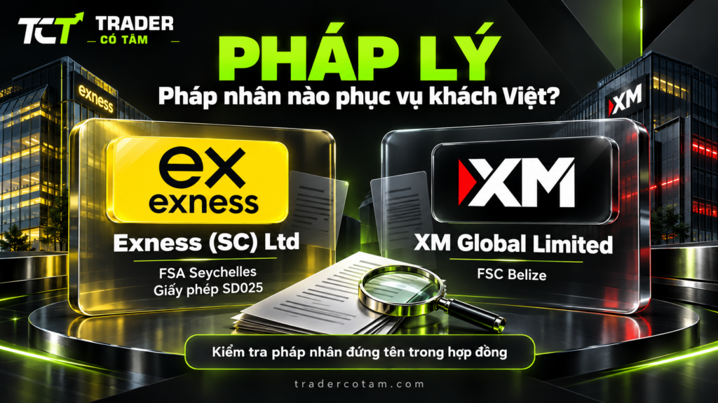 Pháp nhân phục vụ khách Việt: Exness (SC) Ltd được FSA Seychelles cấp giấy phép SD025 và XM Global Limited được FSC Belize cấp phép