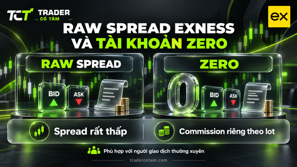 Raw Spread Exness và tài khoản Zero Exness thu commission riêng theo lot