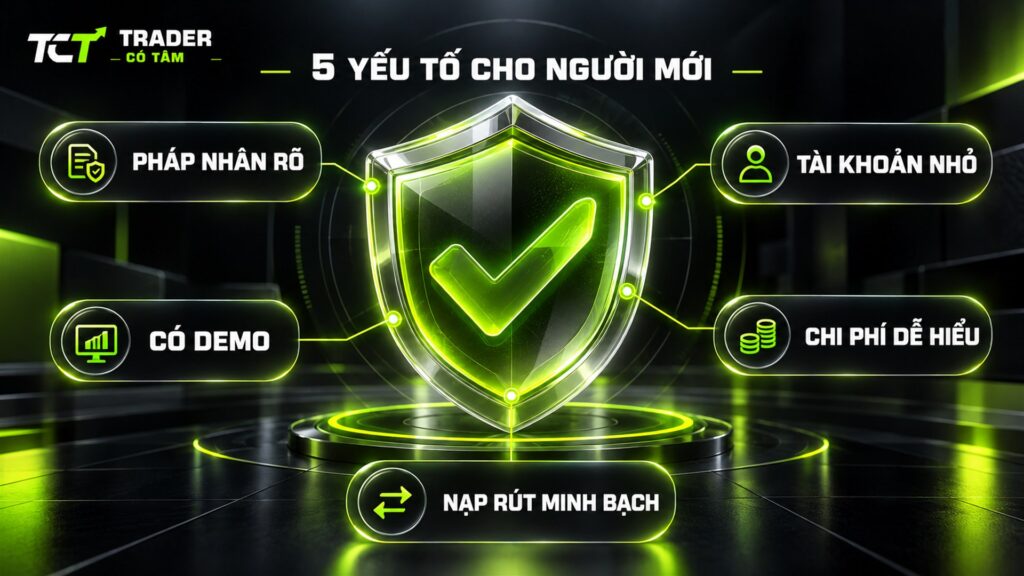 Sàn forex cho người mới cần 5 yếu tố: pháp nhân rõ, tài khoản nhỏ, demo, chi phí dễ hiểu, nạp rút minh bạch