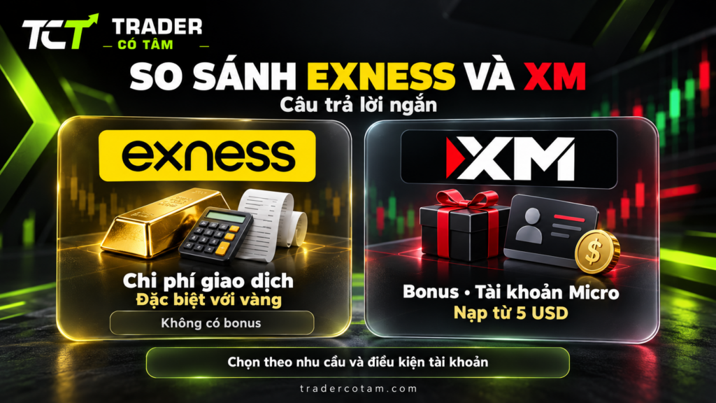 So sánh Exness và XM: Exness mạnh về chi phí giao dịch nhất là với vàng, XM mạnh về bonus và tài khoản Micro nạp từ 5 USD