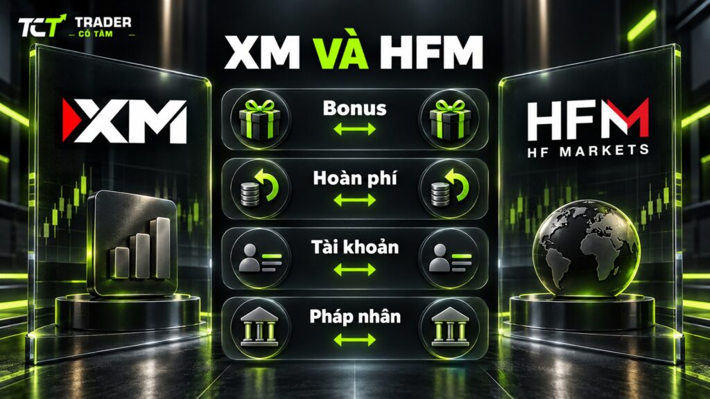 So sánh XM và HFM theo bonus, hoàn phí, tài khoản và pháp nhân