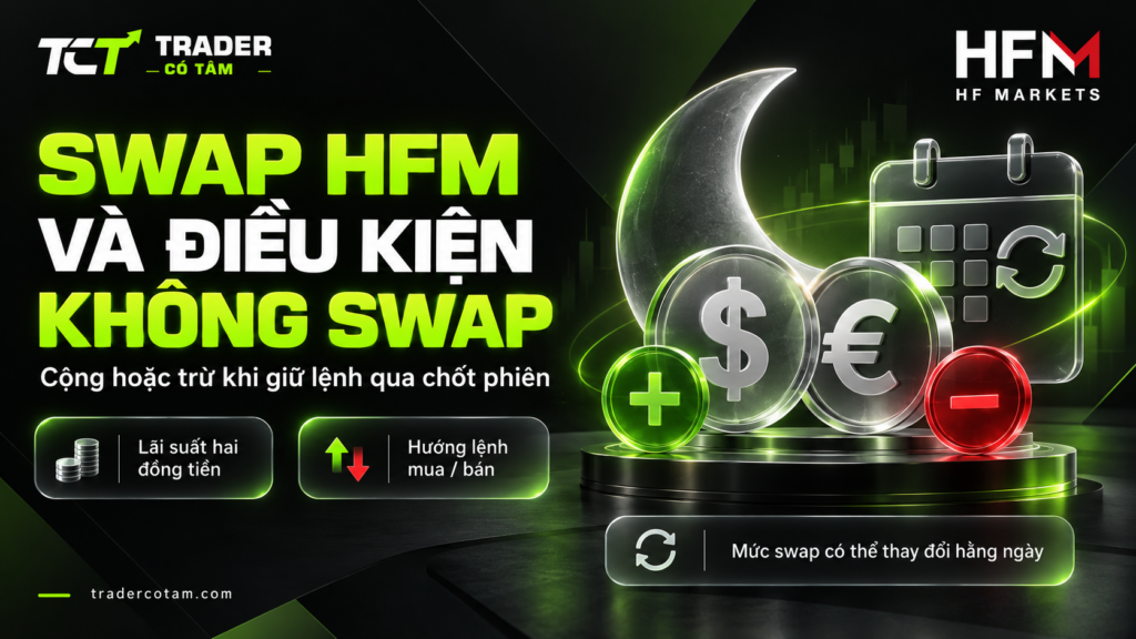 Swap HFM cộng hoặc trừ khi giữ lệnh qua chốt phiên, tính theo lãi suất hai đồng tiền và hướng lệnh