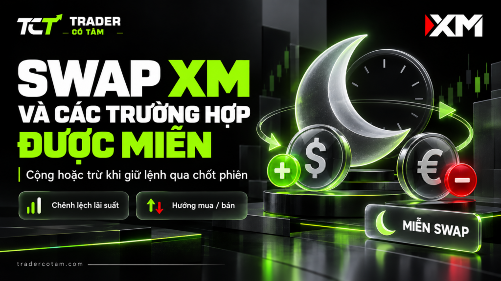 Swap XM là khoản cộng hoặc trừ khi giữ lệnh qua chốt phiên và các trường hợp được miễn