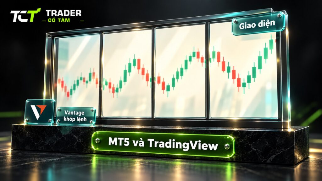 tài khoản Vantage TradingView loại MT5 và TradingView: TradingView là giao diện biểu đồ, lệnh do Vantage khớp