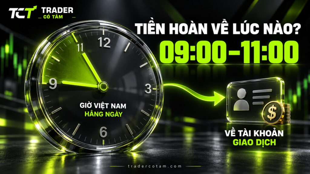 Tiền backcom Vantage về tài khoản giao dịch hằng ngày trong khung 09:00–11:00 giờ Việt Nam