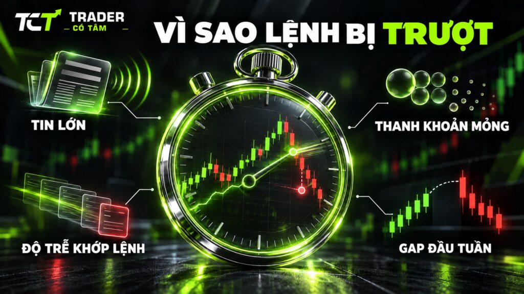 Trượt giá trong forex do tin tức, thanh khoản mỏng, độ trễ và gap